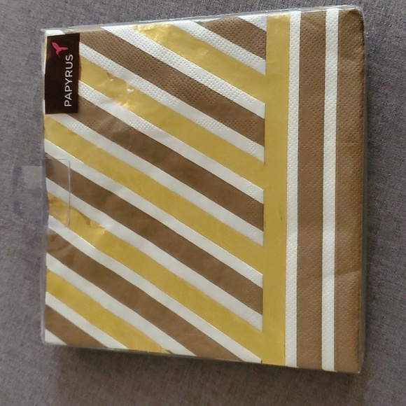 20 Papyrus lunch napkins ONE PACK of 20 napkins goil foil brown & white - Picture 1 of 4